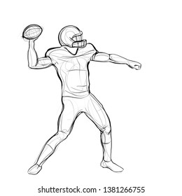 Hand Drawn American Football Player Figure Stock Illustration 1381266755