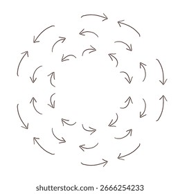 Hand Drawn Arrow Circle Pattern on White Background