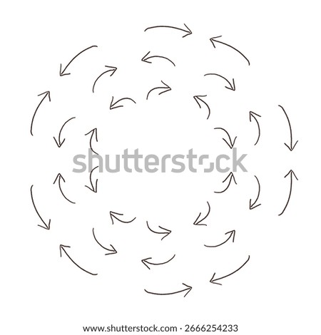 Hand Drawn Arrow Circle Pattern on White Background
