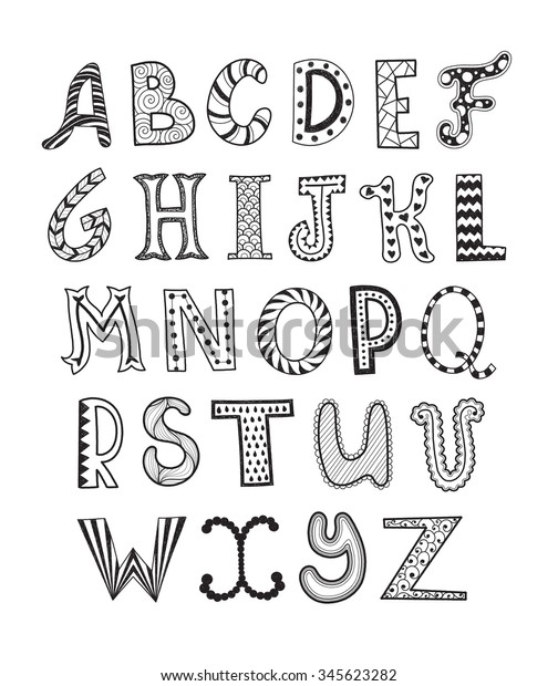 Hand Drawn Artistic Letters Set Handdrawn Stock Illustration 345623282