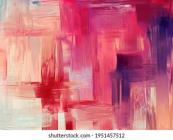 Hand drawn artwork in extra large size and contemporary style. Modern art made with peach colour paint smears and rough brush strokes for large wall tapestry, bed decor, abstract painting on canvas