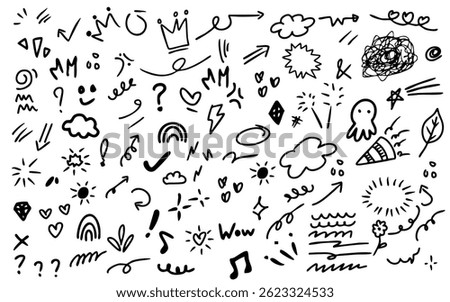 Hand Drawn assortment Doodle scribble element