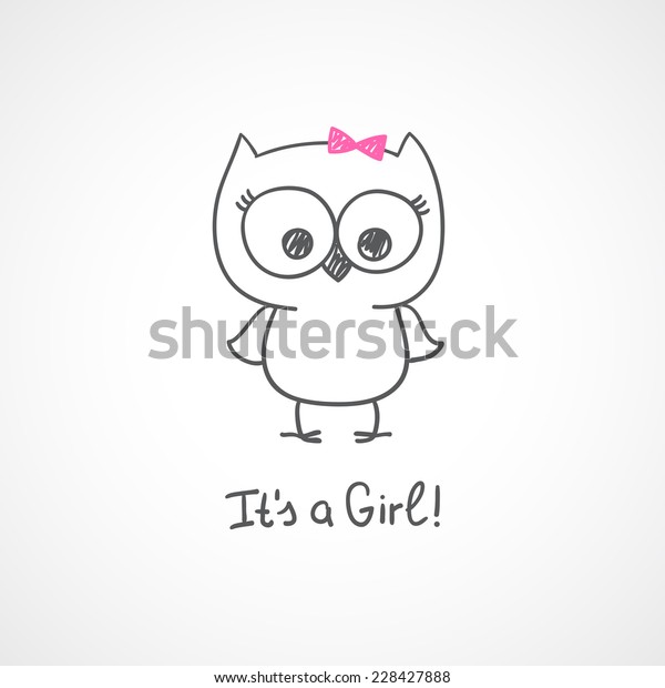 Hand Drawn Baby Owl Baby Shower Stock Illustration 228427888