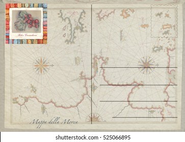 Hand drawn back postcard 