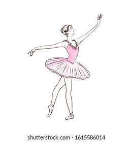 Hand Drawn Beautiful Ballerina.  Beautiful Ballerina.