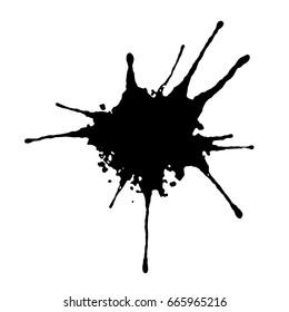 Hand Drawn Black Ink Blot Isolated Stock Illustration 665965216 ...