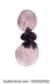 Hand drawn black ink composition of stains isolated on white background