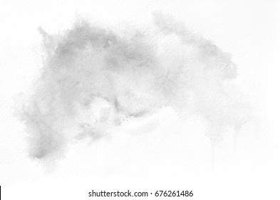 Hand drawn black and white watercolor shape for your design. Creative painted background, hand made decoration