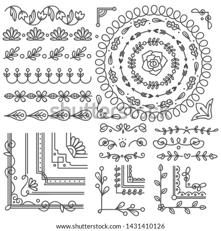 Hand drawn border and frame, wedding card design element