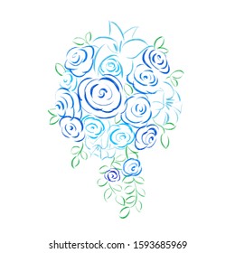 Hand Drawn Bouqut Illustration Rose Teardrop Bouquet