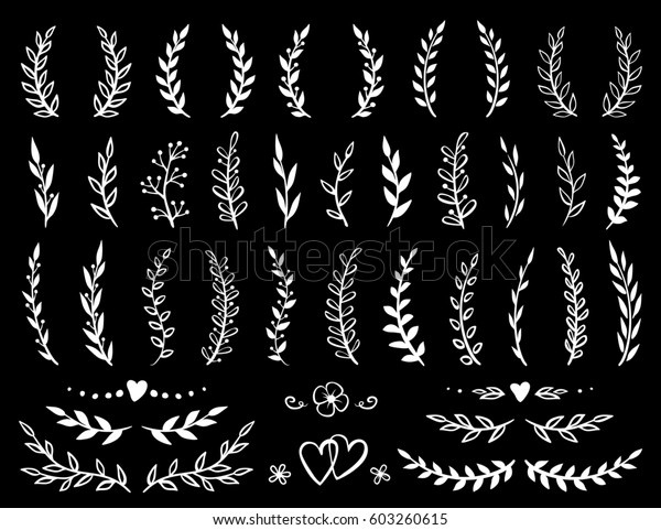 hand drawn branches and wreaths collection in\
chalkboard style