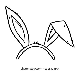 Hand Drawn Bunny Ears Sketch Illustration. Easter Holiday Design Element Isolated Over White.