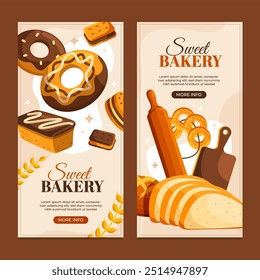 Hand drawn cartoon bakery banner set - Powered by Shutterstock