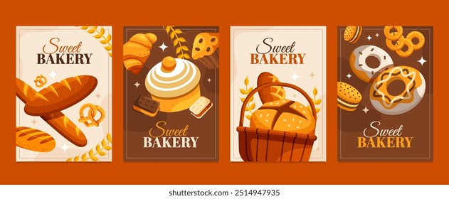 Hand drawn cartoon bakery cards set - Powered by Shutterstock