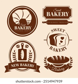 Hand drawn cartoon bakery emblems set - Powered by Shutterstock