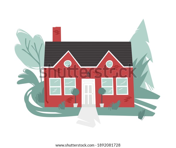 Hand Drawn Cartoon House Garden Background Stock Illustration ...