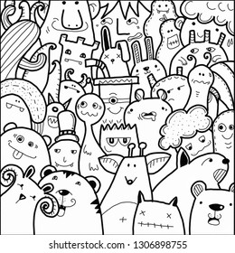 Hand Drawn Cartoon Illustrationcartoon Crowd Doodle Stock Illustration ...