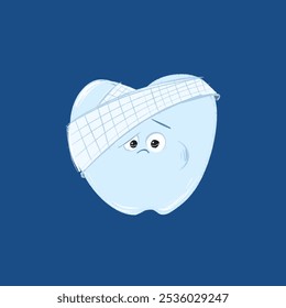 hand drawn cartoon of a sad tooth, concept of healthy and shiny teeth.  Toothache Cartoon Character Illustration. Tooth Disease Design. Pain Tooth with Bandage. National Toothache Day - Powered by Shutterstock