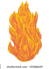 Hand Drawn, Cartoon, Sketch Illustration Of Fire