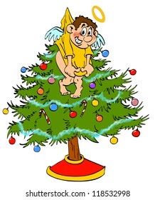 Hand Drawn Cartoon Tree Topper/Christmas Tree Topper Angel