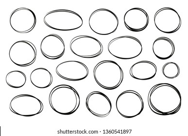 Hand Drawn Circle, Set Of Elements. Sketch