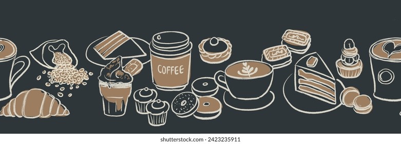 Hand drawn coffee seamless pattern color vintage - Powered by Shutterstock