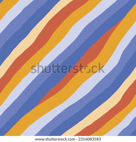 Hand Drawn Creative Abstract Striped Seamless Pattern. Background with Fun Colorful Doodle Lines. Trendy Digital Paper in Abstract Infantile Style Art.