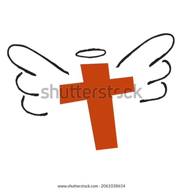 Hand Drawn Cross Angel Wings On Stock Illustration 2061038654 Shutterstock 9378