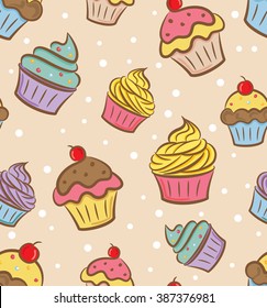 Hand Drawn Cupcake Pattern