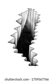 Hand Drawn Deep Gaping Cleft In White Ground