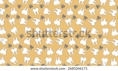 hand drawn doodle Teeth Pattern background. doodle tooth pattern background. dental seamless pattern background.