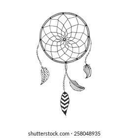 Hand Drawn Dreamcatcher Tribal Design Boho Stock Illustration 258048935 ...