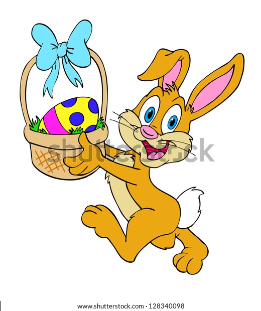 Hand Drawn Easter Bunnyeaster Bunny Basket Stock Illustration 128340098 