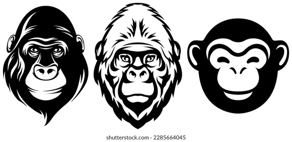 Hand drawn face monkey  Gorilla illustration mascot art 