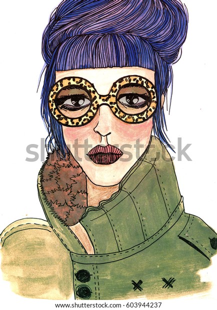 Hand Drawn Fashion Illustration Girl Female Stock Illustration 603944237 Shutterstock 3407