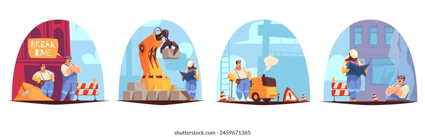 Hand drawn flat construction mini composition set - Powered by Shutterstock