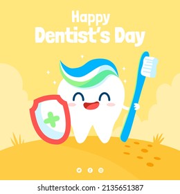 Hand drawn Flat national dentist's day illustration - Powered by Shutterstock