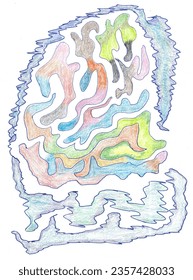 hand drawn flow of thoughts pattern and colored