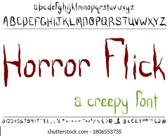 Hand Drawn Font. Letters Look Like Blood Dripping. Perfect For A Horror Movie Title Or Scary Halloween Card.