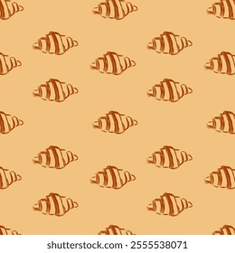 Hand drawn French Croissant doodles pastry, sweet bakery seamless pattern with baked goods. Confectionery baking background design for wrapping paper, package print, cafeteria and shop wallpapers.  - Powered by Shutterstock