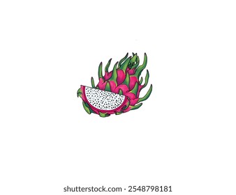 Hand drawn fresh dragon fruit isolated on white background - Powered by Shutterstock