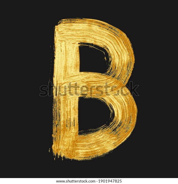 Hand Drawn Golden Alphabet Letter B Stock Illustration 1901947825 ...