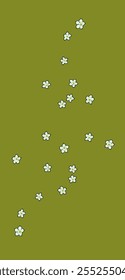 Hand drawn of grass flowers pattern design on the green background.