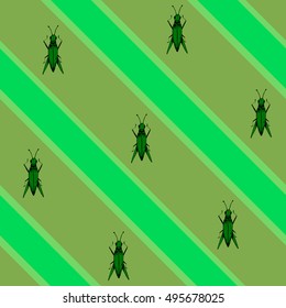 hand drawn green pattern with locust
