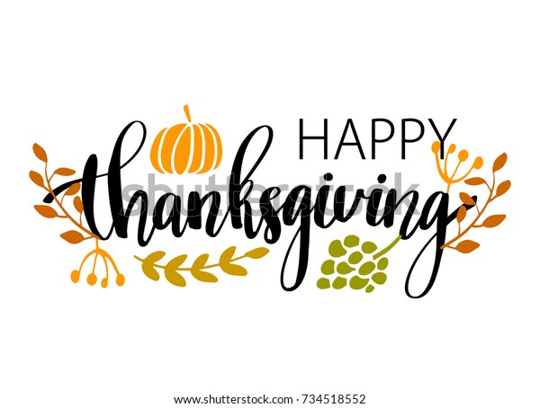 Hand Drawn Happy Thanksgiving Typography Poster Stock Illustration ...