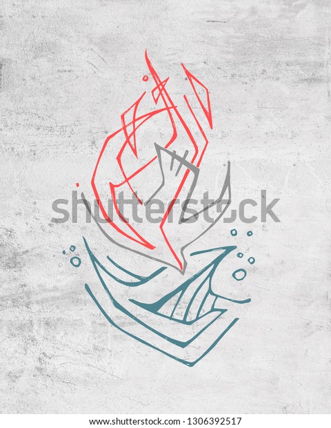Hand Drawn Illustration Drawing Holy Spirit 스톡 일러스트 1306392517