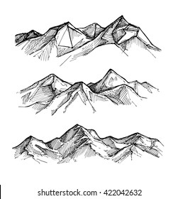 Hand Drawn Vector Illustration Mountains Outdoor Stock Vector (Royalty ...