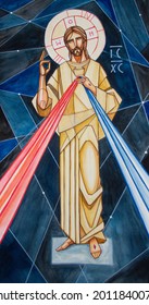 Hand Drawn Illustration Or Painting Of Jesus Christ Of The Divine Mercy