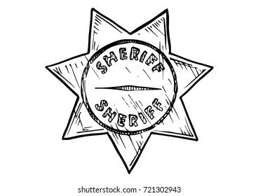 Hand Drawn Illustration Sheriff Star Vintage Stock Illustration ...