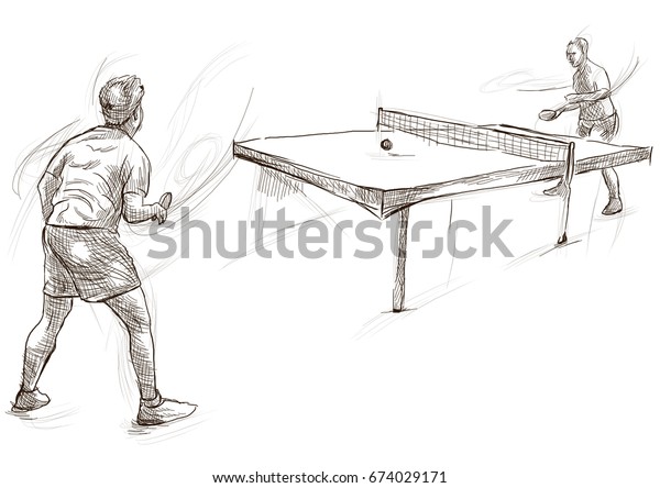Hand Drawn Illustration Sport Table Tennis Stock Illustration 674029171